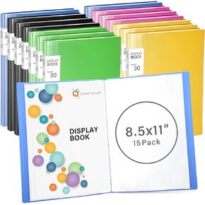 15 Pcs Binder with Plastic Sleeves 30 Pockets 60 Pages Presentation Book 11 x 8.5 in Heavy Duty Presentation Folders Protective Folder Binder Clear Sheets Document Organizer Binder (5 Colors)