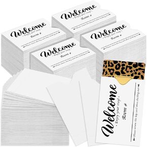 500 Pcs Hotel Key Card Envelope Credit Card Protectors Cover Gift Card Envelope Holder Sleeves Printed Welcome Guests Enjoy Your Stay for Business, 2.36 x 3.54 Inch (White)