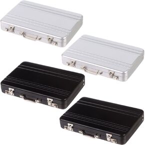 4 Pcs Mini Business Card Holder Cute Password Briefcase Suitcase Aluminum Business Card Case Metal Credit Card Holder ID Cards Briefcase Gift for Men Woman