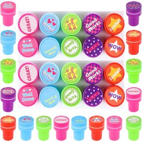 Droutti 20 PCS Teacher Reward Stamps, Motivational Stamps for Classroom, Rubber Self Inking Stamp Educational Reward Stamps for Home School Prizes Crafts Supplies, 10 Designs