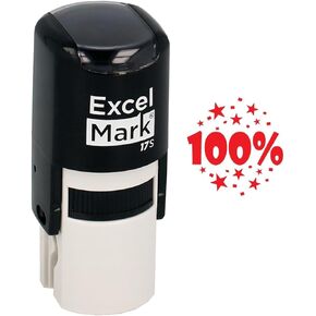 100% - ExcelMark Self-Inking Round Teacher Stamp - Red Ink