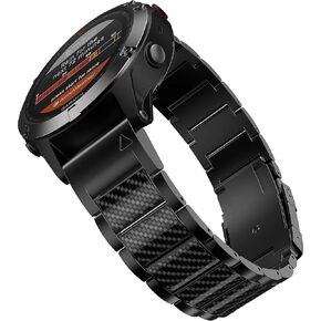 متوافق مع Fenix ​​6 Bands 22 مم من التيتانيوم سهل التركيب مع أشرطة بديلة مرصعة بألياف الكربون لـ Fenix ​​7/Fenix ​​6 Pro/Fenix ​​5/Fenix ​​5 Plus/Forerunner 935/945/Approach S60/S62، أسود in Kuwait