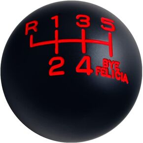 DEWHEL Black/Red Weighted Bye Felicia Shift Knob 6 Speed Short Throw Shifter M10X1.5 M12X1.25 M10X1.25 M8X1.25 Adapter Thread Reverse on Top Left