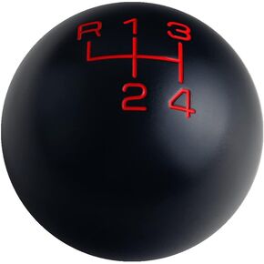 DEWHEL Black/Red Inlay Sphere 4 Speed Manual Shift Knob Shifter Stick 200 Grams Weighted Aluminum 3/8-16 Compatible with Hurst Shifters