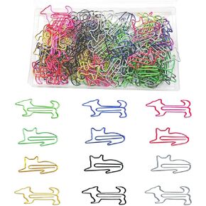100 PCS Animal Shaped Paper Clips Cute Cat Bookmark Clips and Dog Memo Clips Fun Decorative Colorful Paper Clip Office Desk Accessories for Work School Office
