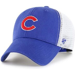 47 MLB Flagship Wash Mesh Primary Logo MVP Adjustable Hat, Adult One Size Fits All (Chicago Cubs Blue White) in Kuwait