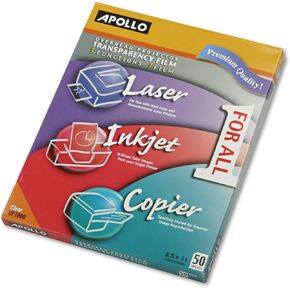 أبولو UF1000E فيلم شفاف متعدد الأغراض، 8-1/2 بوصة × 11 بوصة، 50/BX، شفاف