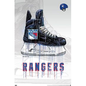 Trends International NHL New York Rangers - Drip Skate 21 Wall Poster, 14.725" x 22.375", Barnwood Framed Version