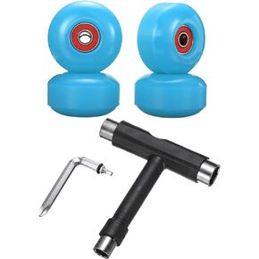 PATIKIL 52mm 95A Skateboard Wheels with Red Bearings, 4 Pack Street Wheels with Skate Tool for Skateboards Tricks Cruiser Wheel Replacement, Blue
