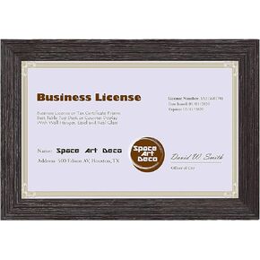 Space Art Deco 5.5x8.5 Dark Brown Textured Document Frame - Easel Stand - D-Ring Hangers - for Business License and Certificates - Desk/Table Top Display - Glass (Dark Brown)