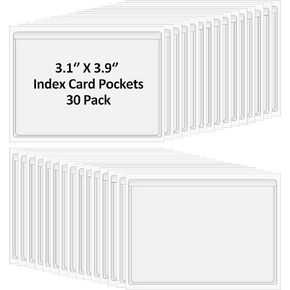 30 Pcs Self-Adhesive Index Card Holders Business Card Pockets Clear Plastic Labels Holders for Organizing Storage Bins Library Card Shelves (3.93 x 3.14 Inches)