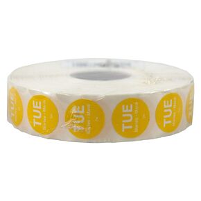 DayMark Safety Systems DuraMark IT110059 Day of The Week Trilingual Permanent Label, Tuesday, 3/4" Circle, Yellow (Roll of 2000)