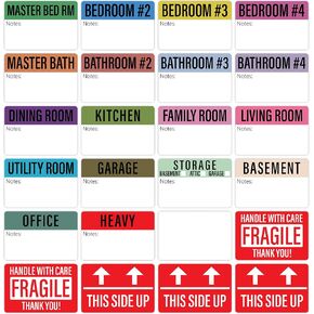 480 PCS Home Moving Labels, Colored Moving Labels for Boxes with Writable Notes Areas, Moving Stickers Tape for Boxes Packing Moving Supplies, 21 Designs, Each Size 2 x 3 inches in Saudi Arabia