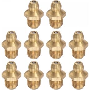 uxcell Brass Straight Grease Fitting Assortment 5/16"-32 Thread 10mm Width Hydraulic Grease Fitting Accessories, 10Pcs