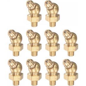 uxcell Brass 45 Degree Grease Fitting M8 x 1mm Thread Hydraulic Grease Fitting Accessories, 10Pcs