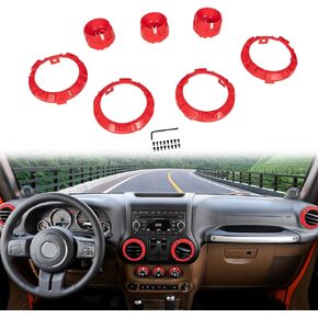 [Upgrade Version] Interior Accessories Decoration Impact Climate Control Knob Cover A/C AC Control Knob Cover & Air Outlet Air Vent Trim Cover Kit fit for Jeep Wrangler JK JKU 2011-2018 (Pink)