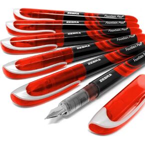 Zebra Fuente - Disposable Fountain Pen - Red Ink - Pack of 6