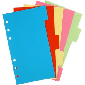 A6 Dividers,6 Holes Ring Colored Notebook Planner Divider Index Page Tab Cards School Stationery, 30 Sheets