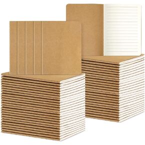 Colarr 60 Pcs Mini Notebooks Colorful 5.5 x 4 Inch 30 Sheets Small Journal Bulk Blank Lined Notebook Colored Small Kraft Paper Book Bulk Student Classroom Office Back to School Supplies(Brown)