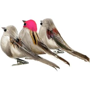 3pcs Artificial Birds Realistic Feather Bird for Christmas Tree Ornaments Wreath Crafts Flower Arrangements Wedding Decor Garden Decoration Christmas Bird Decor (3)