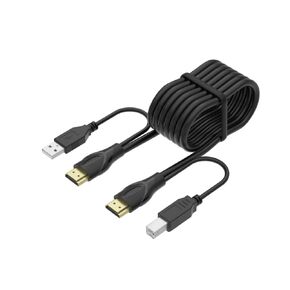 10ft/3m USB HDMI KVM Cable for HDMI KVM Switch，Integrated with HDMI USB A to HDMI USB B