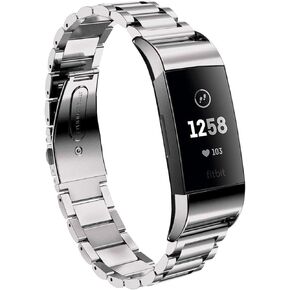 Stainless Steel Watch Band Compatible with Fitbit Charge 4/Charge 3/SE Replacement Metal Bracelet Strap Women Men