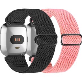 متوافق مع Fitbit Versa 2 Bands النساء والرجال، سوار معصم رياضي ناعم ومضفر من النايلون قابل للتعديل ومسامي من أجل Fitbit Versa/Versa 2/Versa Lite/SE Smartwatch قابل للتمدد من النايلون بحلقة منفردة in Saudi Arabia