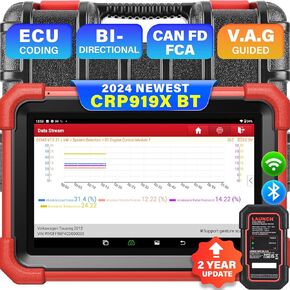 LAUNCH X431 CRP919XBT Obd2 Scanner 2024 أداة تشخيص ثنائية الاتجاه، دعم CANFD&DOIP طراز 2024، تحديث لمدة عامين، تشخيص لاسلكي مع DBScar VII، FCA AutoAuth، VAG موجه، ترميز ECU، IMMO، 35+ إعادة تعيين