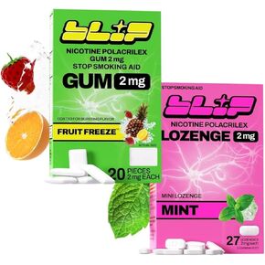 NRT Nicotine Gum and Lozenge Mini's - 2mg Fruit Freeze Flavor (20 Count) and 2mg Mint Flavor (27 Count) - Help Quit Smoking Aid, Reduce Cravings - Nicotine Replacement (FSA/HSA) in Kuwait