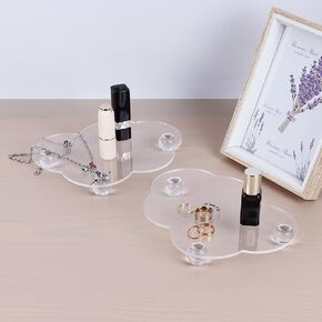 2Pcs Acrylic Tray, Cloud Pedestal Riser Board, Home Decorative Perfume Display Stand, Waterproof Vanity Tray Jewelry Trinket Organizer Bathroom Trays for Dresser, Skincare (7.8"x 6")