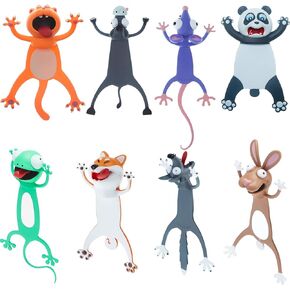 Outus 8 Pieces Bookmarks 3D Cartoon Animal Bookmark Cute Bookmarks Squashed Animals Reading Bookmark Back to School Gifts Reward Gifts Book Lovers Gift Reading Supplies