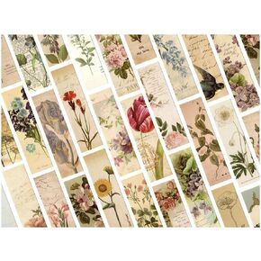 30 Pcs Vintage Aesthetic Natural Floral Paper Bookmarks (Voice Flowers)