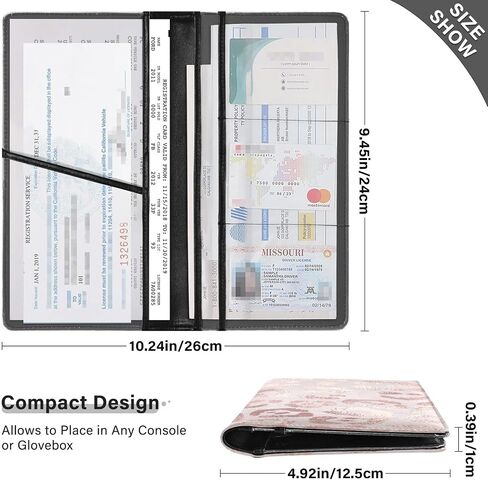 senya Car Registration and Insurance Card Holder Vehicle License Document Glove Box Compartment Organizer for Car Interior Accessories Leopard Print Cheetah Rose Gold for Car,Truck,SUV in Kuwait