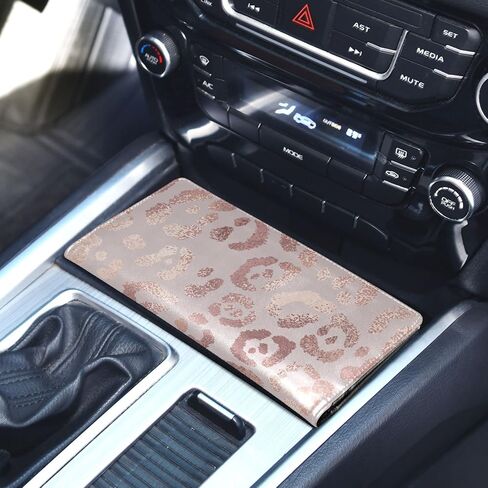 senya Car Registration and Insurance Card Holder Vehicle License Document Glove Box Compartment Organizer for Car Interior Accessories Leopard Print Cheetah Rose Gold for Car,Truck,SUV in Kuwait