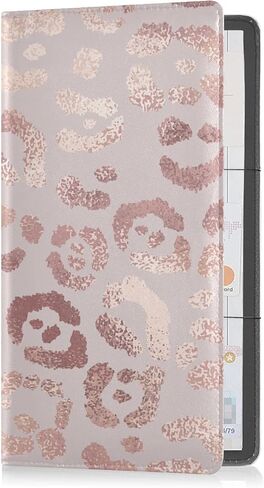 senya Car Registration and Insurance Card Holder Vehicle License Document Glove Box Compartment Organizer for Car Interior Accessories Leopard Print Cheetah Rose Gold for Car,Truck,SUV in Kuwait