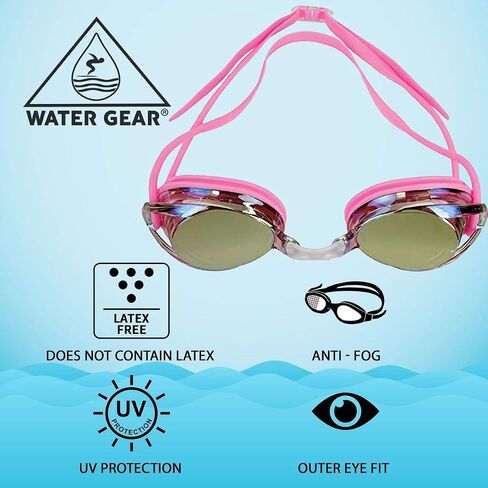 Water Gear Metallic Vision Swim Goggles - Anti-Fog Junior Fit for Competition - Comfortable and Durable in Saudi Arabia