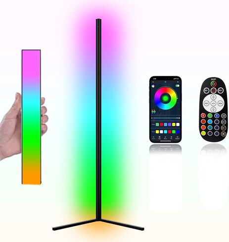 مصباح أرضي LED للزاوية RGB مكون من قطعتين، حجم أكبر محدث، تحكم ذكي في التطبيق، مصباح أرضي LED متغير اللون 40 وات مع جهاز تحكم عن بعد، مصباح أرضي RGB لغرفة النوم وغرفة المعيشة in Kuwait