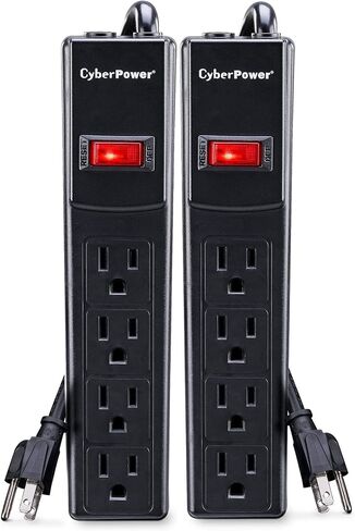 CyberPower CSB404 واقي التيار الكهربائي الأساسي، 450J/125 فولت، 4 منافذ، سلك طاقة 4 قدم، أسود in Saudi Arabia