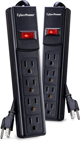 CyberPower CSB404 واقي التيار الكهربائي الأساسي، 450J/125 فولت، 4 منافذ، سلك طاقة 4 قدم، أسود in Saudi Arabia
