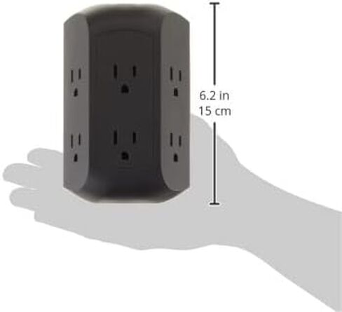 GE Pro 6-Outlet Extender, 2 Pack, Surge Protector, Spaced Wall Tap, Side-Access, 3-Prong Power Strip, Charging Station, 560 Joules, UL Listed, Gray, 47846 in Saudi Arabia