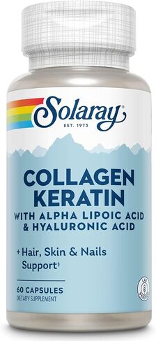 SOLARAY Collagen Keratin with Alpha Lipoic Acid and Hyaluronic Acid - Type I, II and III Collagen Pills - Hair, Skin, Nails, and Joint Health Support - 30 Servings, 60 Capsules in Saudi Arabia
