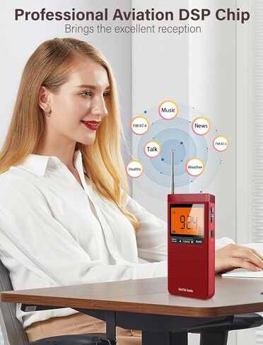 Radios Portable AM FM with Stereo Sound, Battery Powered Radio with Best Reception for Indoor & Outdoor and Emergency Use, Transistor Antenna, LCD Display, Alarm Clock, Sleep Timer, Gifts for Elderly in Saudi Arabia