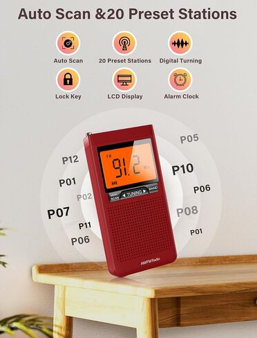 Radios Portable AM FM with Stereo Sound, Battery Powered Radio with Best Reception for Indoor & Outdoor and Emergency Use, Transistor Antenna, LCD Display, Alarm Clock, Sleep Timer, Gifts for Elderly in Saudi Arabia