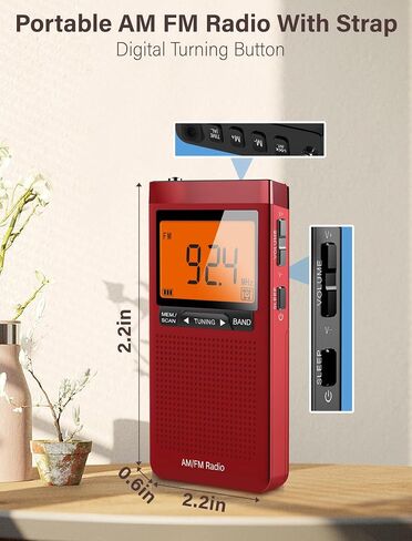 Radios Portable AM FM with Stereo Sound, Battery Powered Radio with Best Reception for Indoor & Outdoor and Emergency Use, Transistor Antenna, LCD Display, Alarm Clock, Sleep Timer, Gifts for Elderly in Saudi Arabia