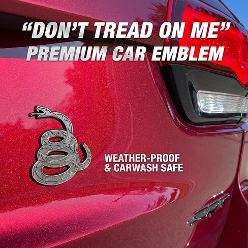 ملصقات Don't Tread On Me من Revolution Car Badges - شعار الأفعى الجرسية بعلم غادسدن - ملصقات/ملصقات ثعبان ثلاثية الأبعاد للمركبات والسيارات والشاحنات - بديل للملصقات والشارات الممتصة للصدمات (أسود معدني) in Saudi Arabia