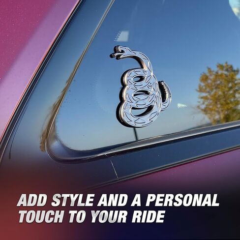 ملصقات Don't Tread On Me من Revolution Car Badges - شعار الأفعى الجرسية بعلم غادسدن - ملصقات/ملصقات ثعبان ثلاثية الأبعاد للمركبات والسيارات والشاحنات - بديل للملصقات والشارات الممتصة للصدمات (أسود معدني) in Saudi Arabia