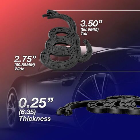 ملصقات Don't Tread On Me من Revolution Car Badges - شعار الأفعى الجرسية بعلم غادسدن - ملصقات/ملصقات ثعبان ثلاثية الأبعاد للمركبات والسيارات والشاحنات - بديل للملصقات والشارات الممتصة للصدمات (أسود معدني) in Saudi Arabia
