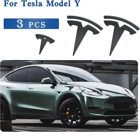 ملصق غطاء شعار Y للنموذج Y 3 قطع/مجموعة متوافقة مع ملحقات شعار Tesla Model Y (أسود مطفي) in Kuwait
