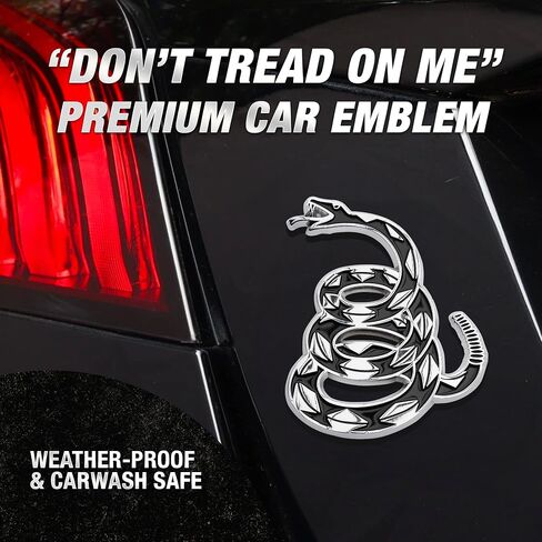 ملصقات Don't Tread On Me من Revolution Car Badges - شعار الأفعى الجرسية بعلم غادسدن - ملصقات/ملصقات ثعبان ثلاثية الأبعاد للمركبات والسيارات والشاحنات - بديل للملصقات والشارات الممتصة للصدمات (أسود معدني) in Saudi Arabia