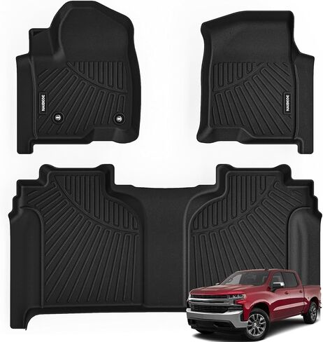 سجادات أرضية لسيارة 2019-2024 Chevy Silverado/GMC Sierra 1500&2020-2024 شيفروليه سيلفرادو/GMC Sierra 2500 HD/3500HD كابينة الطاقم مع صندوق تخزين خلفي أسفل المقعد، مقعد دلو أمامي in Kuwait